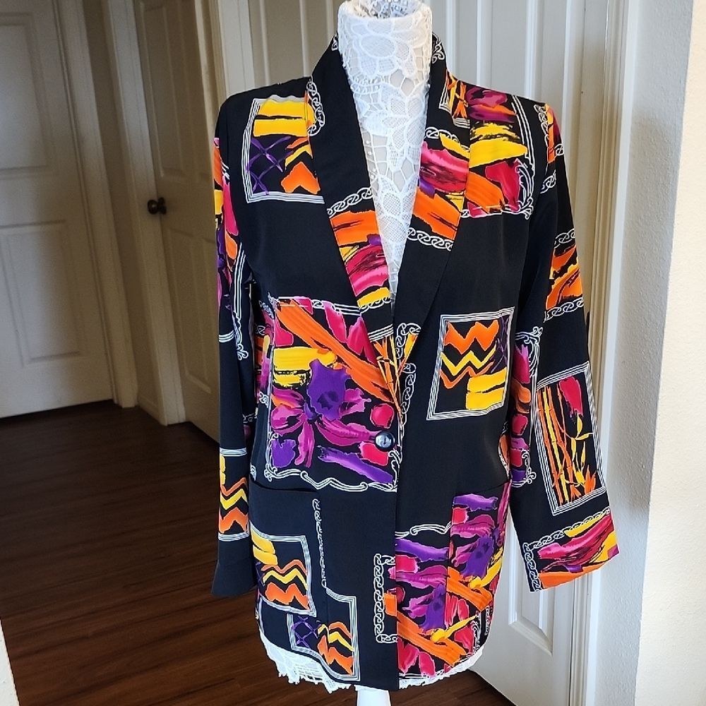 Brownstone Studios Floral Colorblock Vintage 80's Y2K Bold Artistic Size Small